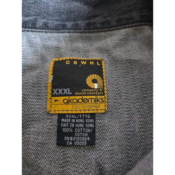 Akademiks Vintage 90s Button Down  Denim Jacket Black/Grey 3XL - Picture 9 of 11